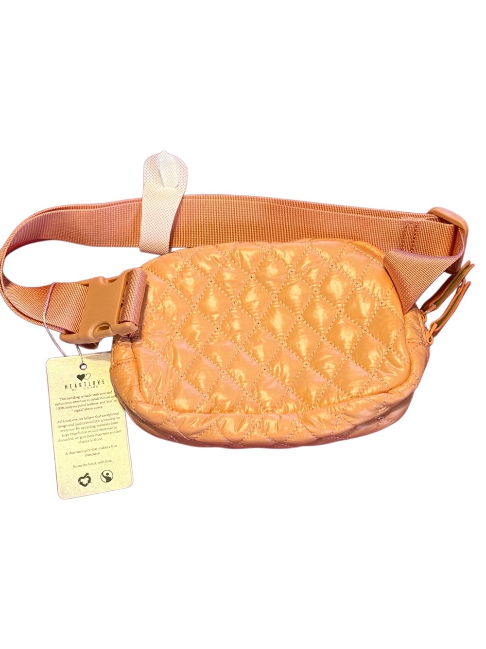 HeartLove by Charo Savvy Brand Warm Orange Quilted Belt Bag Crossbody HL2-005 - Picture 4 of 16